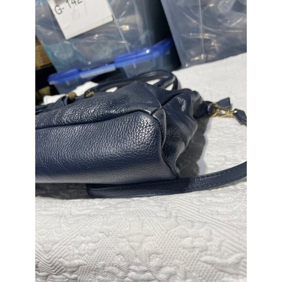 Tommy Hilfiger  Navy Blue Genuine Leather Satchel With Tassel Accent & Gold Hard - Picture 3 of 7